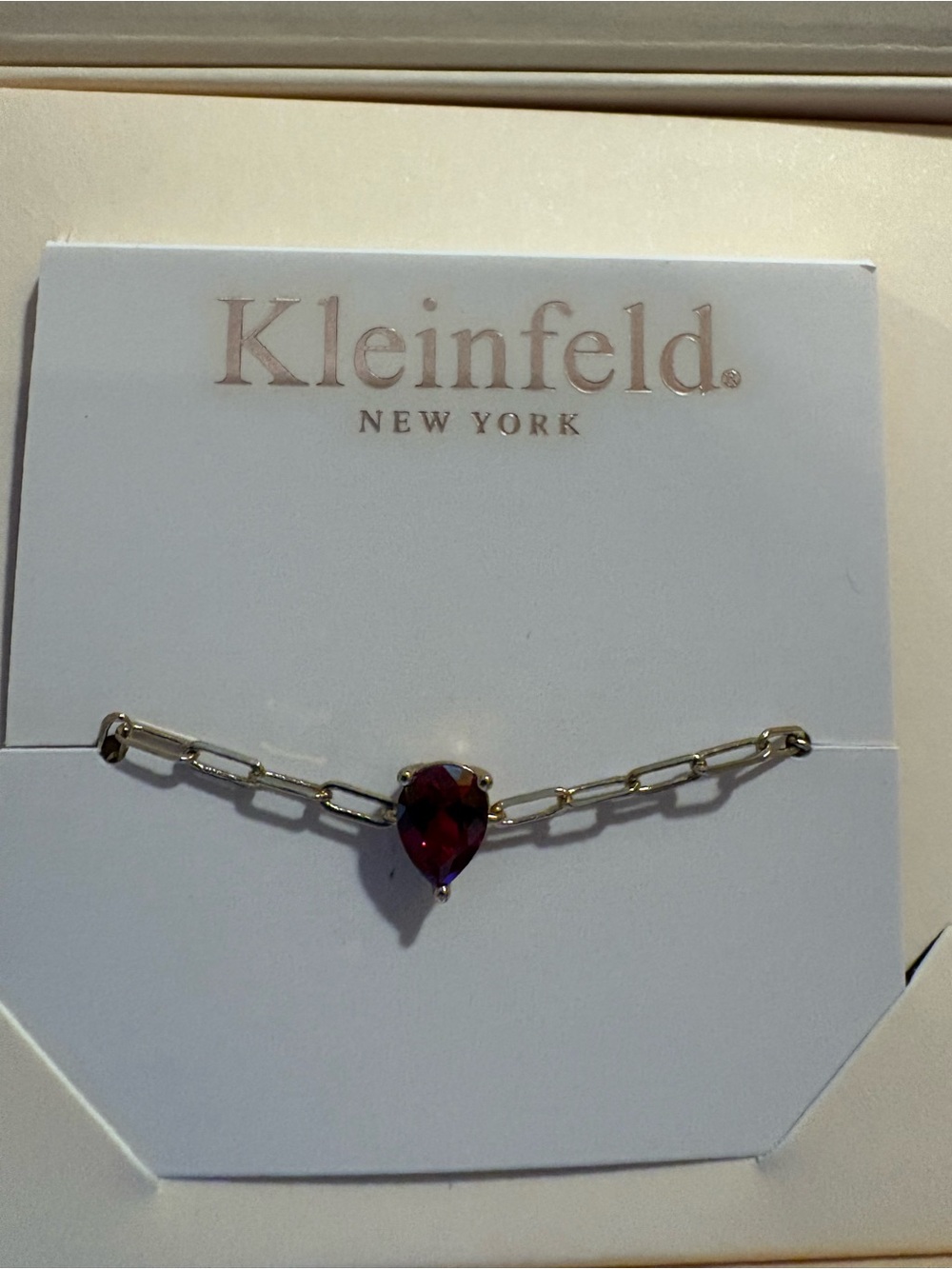 Kleinfeld Gold Chain Anklet with Deep Red Teardrop Pendant